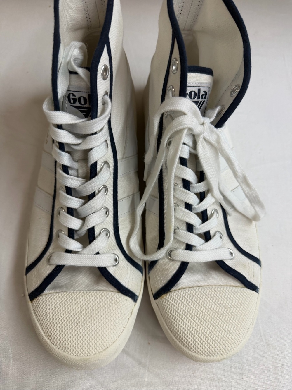 Gola Women High-Top Sneakers in White with Navy Trim